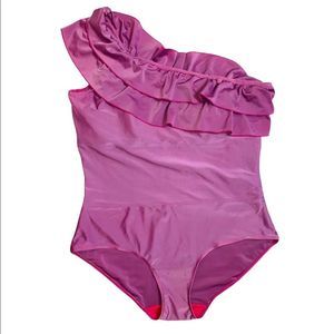 Ashley Stewart one piece swimsuit ruffle purple 16